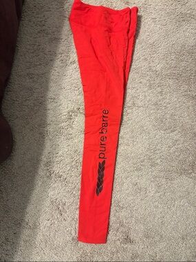 Pure Barre Red High-Waist Leggings with Logo